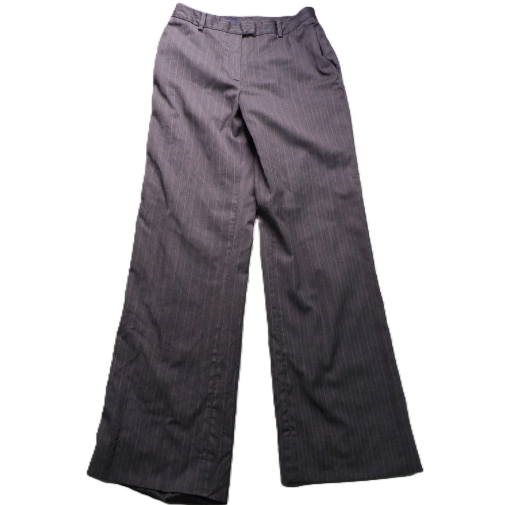 Brooks Brothers Women Wool Pinstripe Dress Pants Trousers Italian Fabric Gray 6